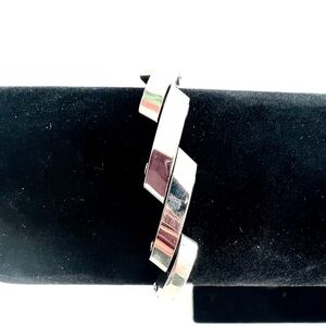 Vintage Sterling Silver 925 Chevron Slanted Links Modernist Weighty Bracelet